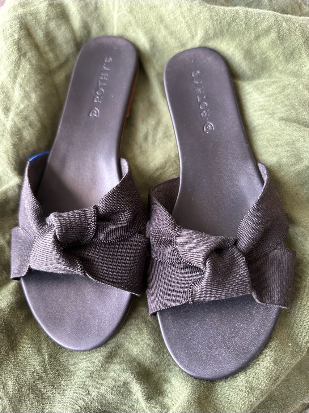 Rothy's Black Knit Bow Slide Sandals - Women's - Picture 2 of 4